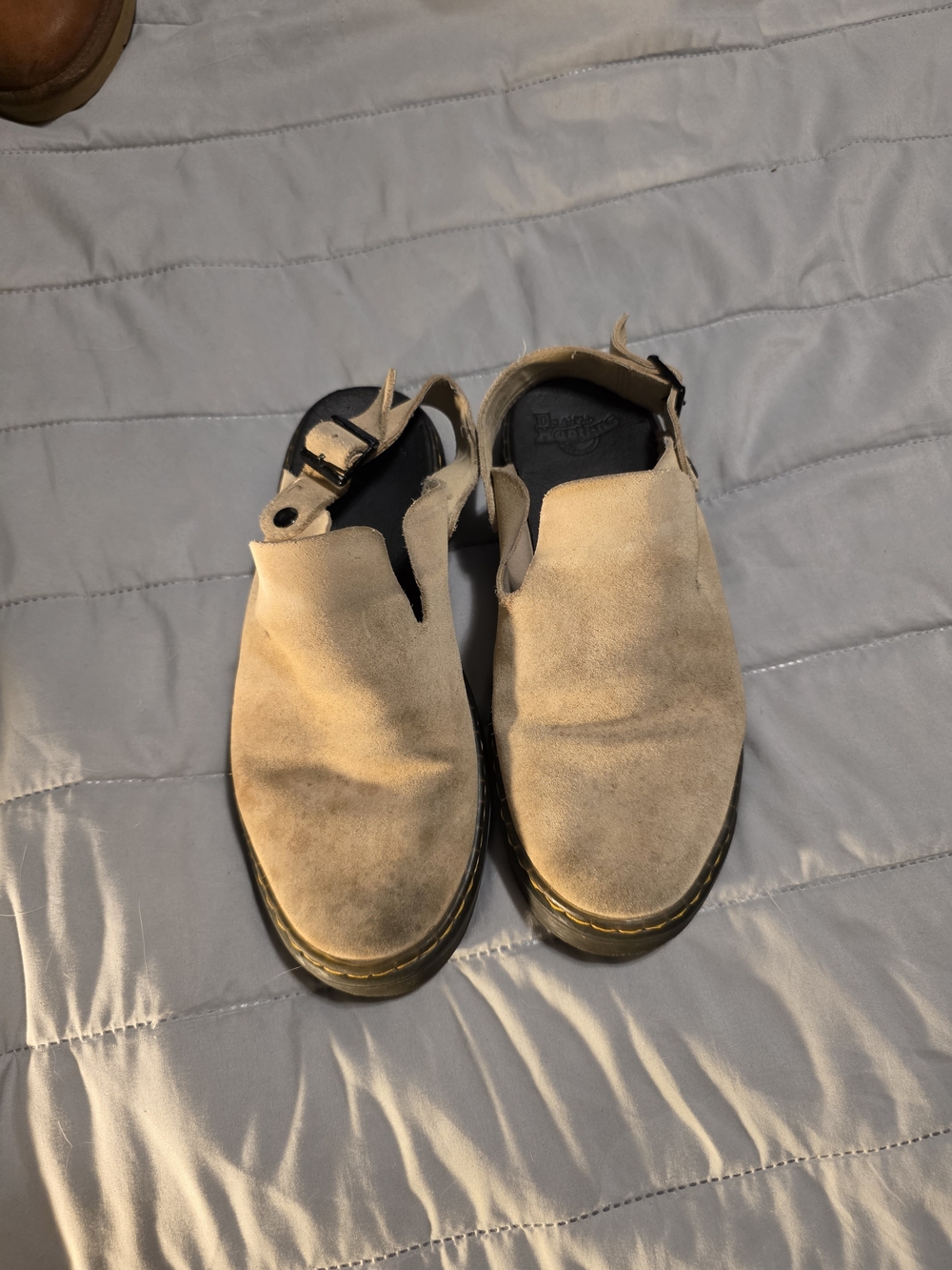 Dr. Martens Beige Suede Carlson Clogs